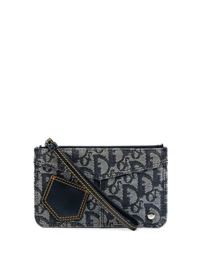 Pre-owned Dior 2001 Issimo Trotter Canvas Wristlet Pouch In Blue