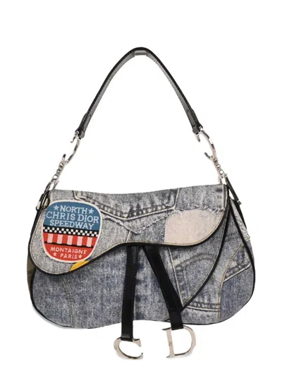 Pre-owned Dior 2001 Double Saddle Shoulder Bag In Blue