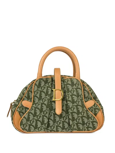 Pre-owned Dior 2001 Double Saddle Trotter Handbag In Green