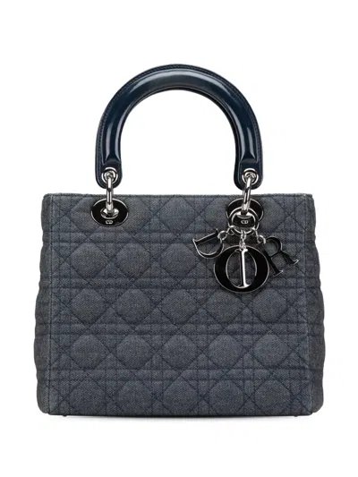 Pre-owned Dior 2001 Medium Denim Cannage Lady  Satchel