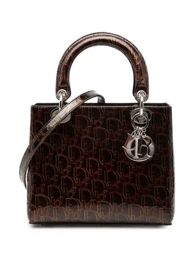 Pre-owned Dior 2001 Medium Patent Ultimate Lady  Satchel In Brown