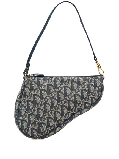 Pre-owned Dior 2001 Mini Issimo Canvas Saddle Pochette Shoulder Bag
