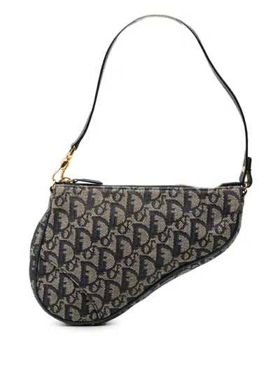 Pre-owned Dior 2001 Mini Issimo Canvas Saddle Pochette Shoulder Bag In Blue