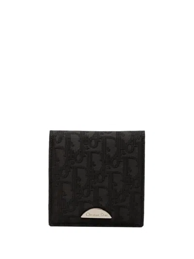 Pre-owned Dior 2001 Oblique Canvas Bifold Compact Wallet Small Wallets In Black