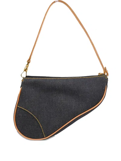 Pre-owned Dior 2001 Saddle Denim Handbag In Blue