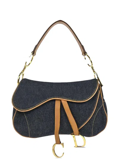 Pre-owned Dior 2001 Saddle Denim Shoulder Bag In Blue