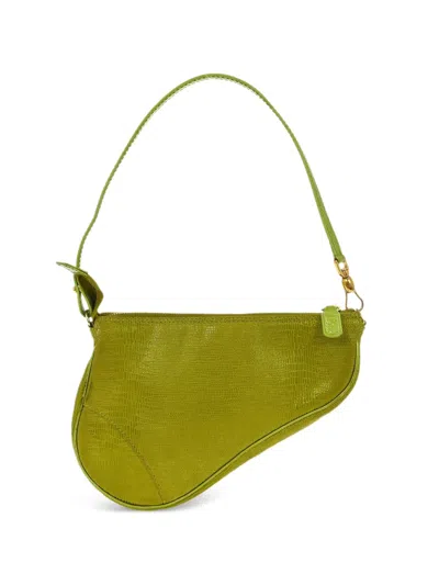 Pre-owned Dior 2001 Saddle Leather Tote Bag In Green