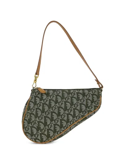 Pre-owned Dior 2001 Saddle Trotter Shoulder Bag In Green