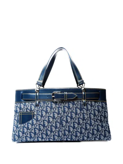 Pre-owned Dior 2001 Trotter Pattern Handbag In Blue