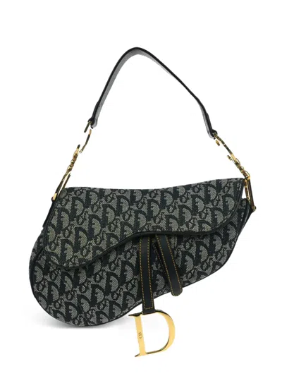 Pre-owned Dior 2001 Trotter Saddle Handbag In Blue