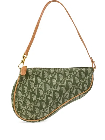 Pre-owned Dior 2001 Trotter Saddle Handbag In Green