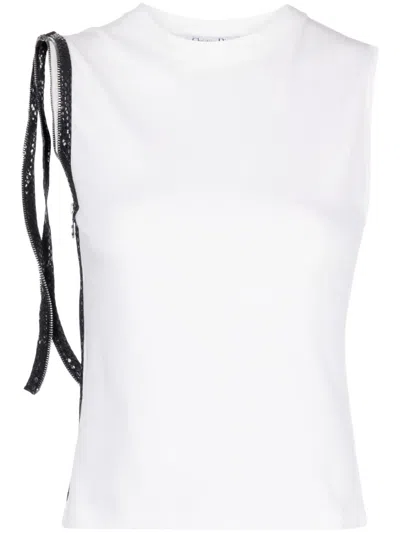 Pre-owned Dior 2001  Zip-detail Tank Top In White