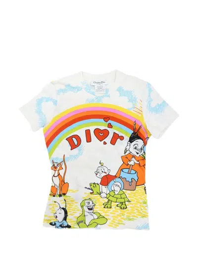 Pre-owned Dior 2002 Cartoon-print T-shirt In White
