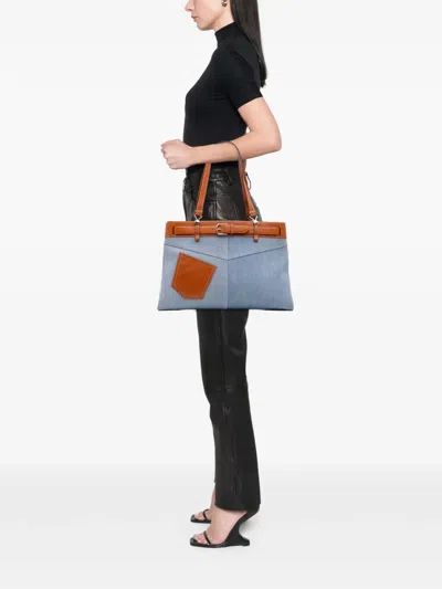 Pre-owned Dior 2002 Denim Jeans Pocket Tote Bag In Blue
