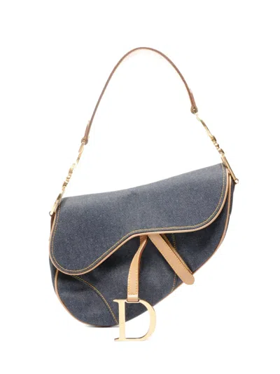 Pre-owned Dior 2002 Denim Saddle Bag In Blue