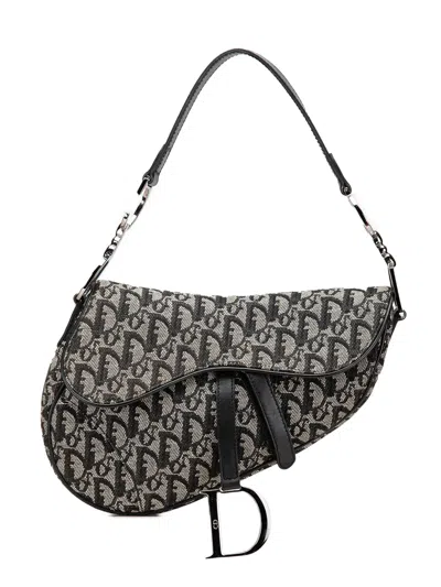 Pre-owned Dior 2002 Issimo Canvas Saddle Bag Shoulder Bag In Blue