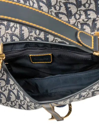 Pre-owned Dior 2002 Issimo Canvas Saddle Bag Shoulder Bag In Blue