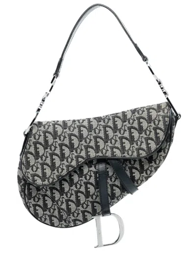 Pre-owned Dior 2002 Issimo Canvas Saddle Bag Shoulder Bag In Gray