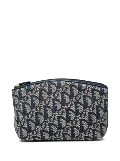 Pre-owned Dior 2002 Issimo Trotter Canvas Cosmetic Pouch In Blue
