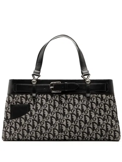 Pre-owned Dior 2002 Issimo Trotter Canvas Jeans Pocket Tote Bag In Black