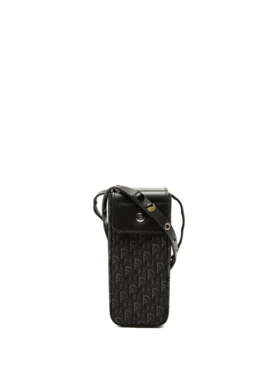 Pre-owned Dior 2002 Issimo Trotter Canvas Phone Pouch Crossbody Bag In Black