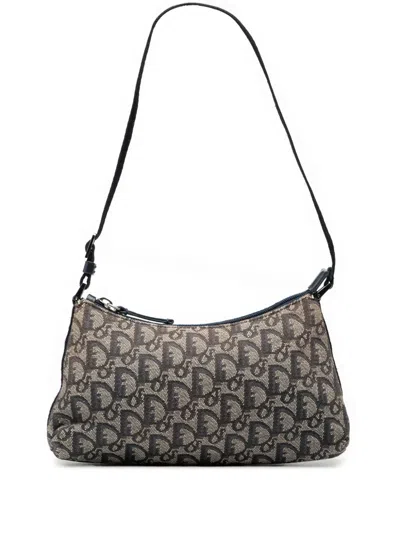 Pre-owned Dior 2002 Issimo Trotter Canvas Pochette Shoulder Bag In Blue