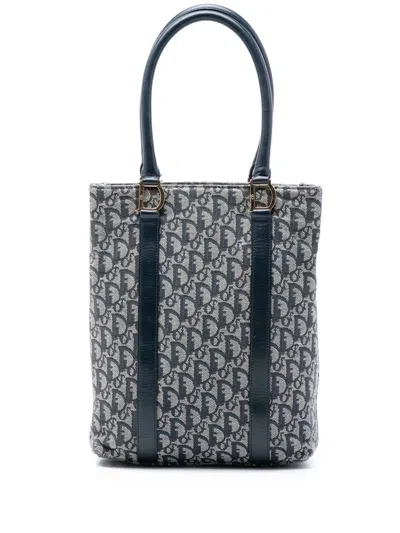 Pre-owned Dior 2002 Issimo Trotter Canvas Tote Bag In Blue