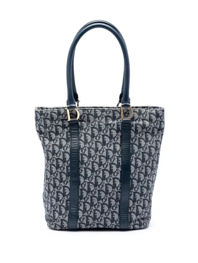 Pre-owned Dior 2002 Issimo Trotter Canvas Tote Bag In Blue