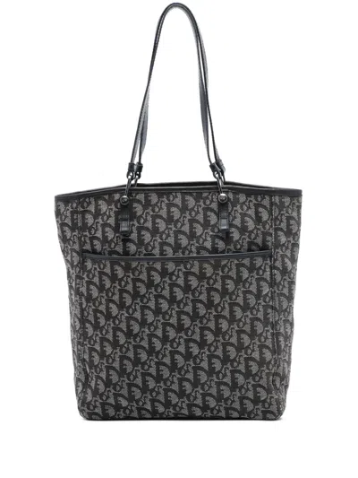 Pre-owned Dior 2002 Issimo Trotter Canvas Tote Bag In Blue