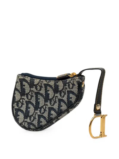 Pre-owned Dior 2002 Issimo Trotter Saddle Coin Pouch In Blue