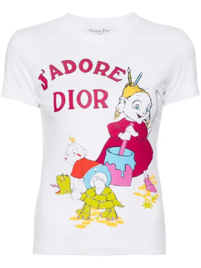 Pre-owned Dior 2002 Graphic Print Short-sleeves T-shirt In White