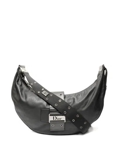 Pre-owned Dior 2002 Leather Shoulder Bag In Black