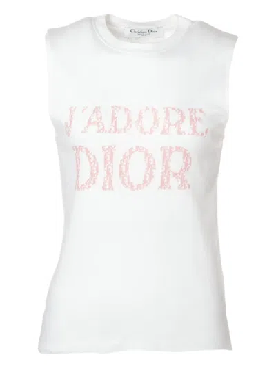 Pre-owned Dior 2002 Logo-print Top In White