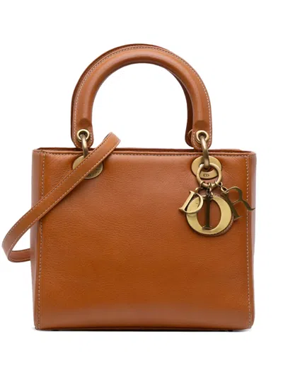 Pre-owned Dior 2002 Medium Calfskin Lady  Satchel In Brown