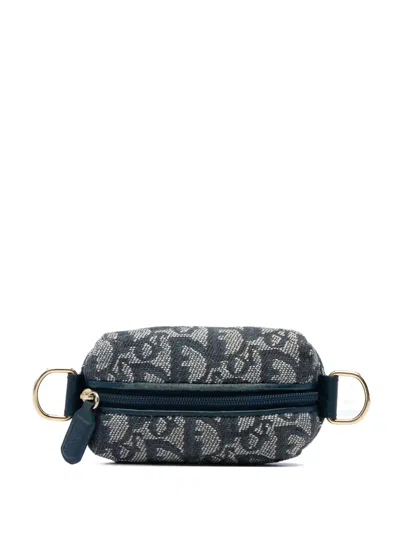 Pre-owned Dior 2002 Oblique Canvas Coin Pouch In Blue
