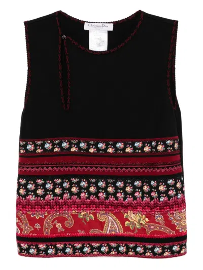Pre-owned Dior 2002 Patterned Vest In Black