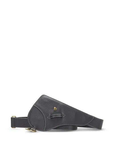 Pre-owned Dior 2002  Saddle Leather Belt In 黑色