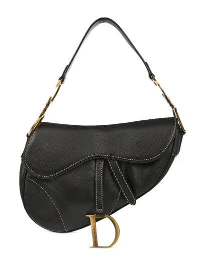 Pre-owned Dior 2002 Saddle Handbag In Black