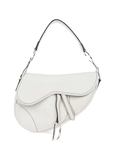 Pre-owned Dior 2002 Saddle Leather Tote Bag In White