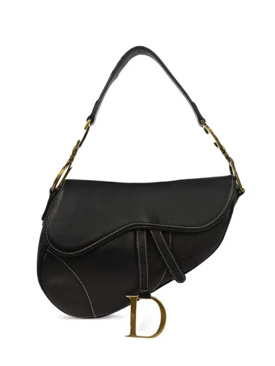 Pre-owned Dior 2002 Saddle Tote Bag In Black