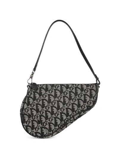 Pre-owned Dior 2002 Saddle Trotter Shoulder Bag In Black