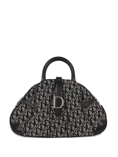 Dior 2002 Saddle Trotter Tote Bag In Black