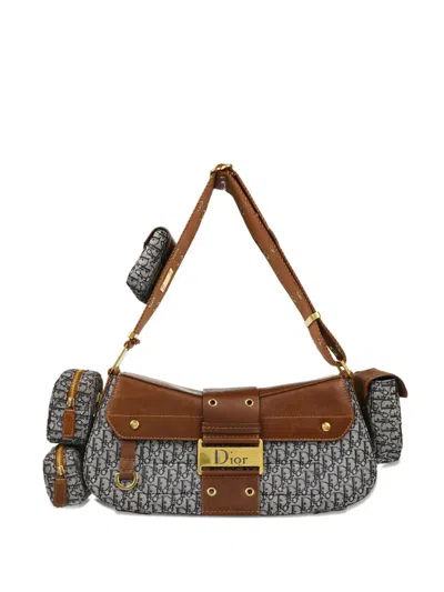 Pre-owned Dior 2002 Street Chic Columbus Trotter-print Shoulder Bag In Blue