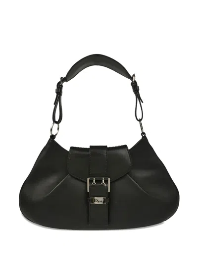 Pre-owned Dior 2002 Street Chic Leather Buckle Shoulder Bag In Black