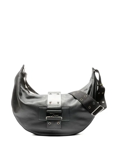 Pre-owned Dior 2002 Street Chic Leather Shoulder Bag In Black