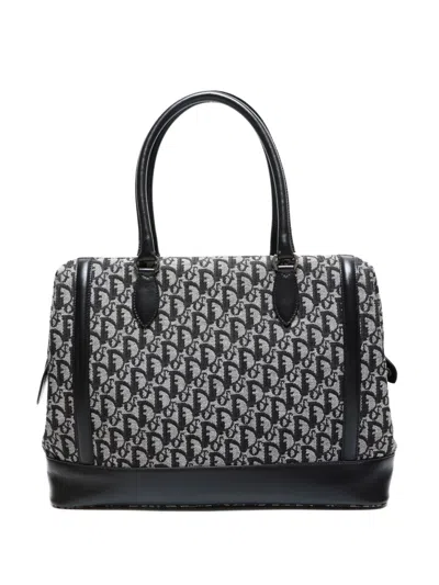 Pre-owned Dior 2002 Trotter Boston Tote Bag In Black