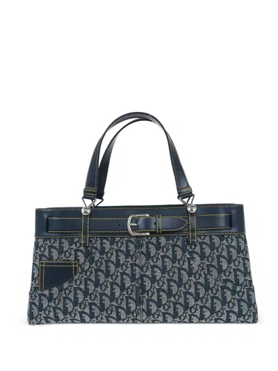 Pre-owned Dior 2002 Trotter Canvas Tote Bag In Blue