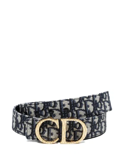 Pre-owned Dior 2002 Trotter Logo Buckle Belt In Blue
