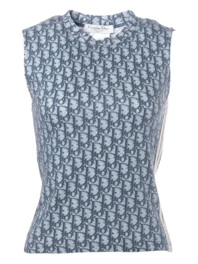 Pre-owned Dior 2002 Trotter-monogram Sleeveless Vest In Blue