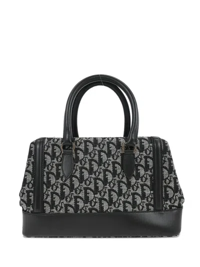 Pre-owned Dior 2002 Trotter-pattern Tote Bag In Black